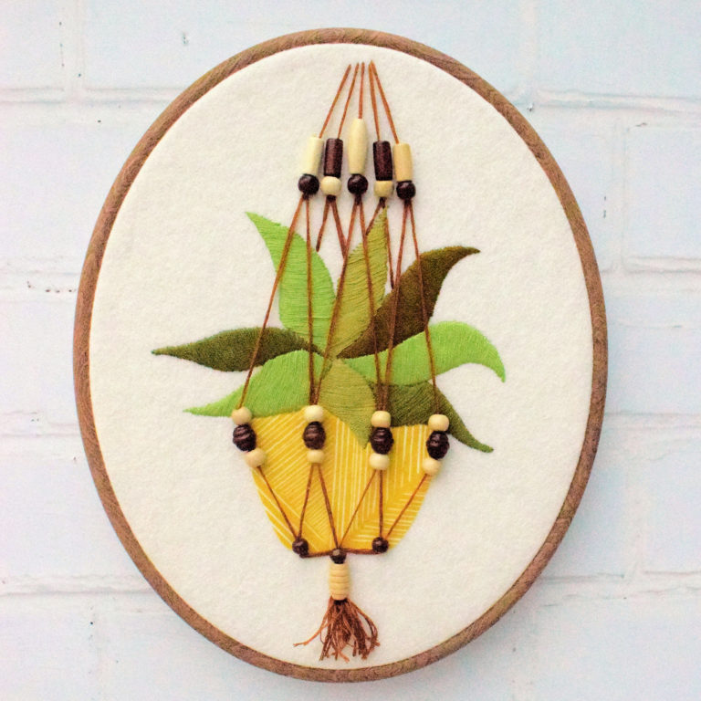 Macrame Succulent Hoop Embroidery Bustle & Sew