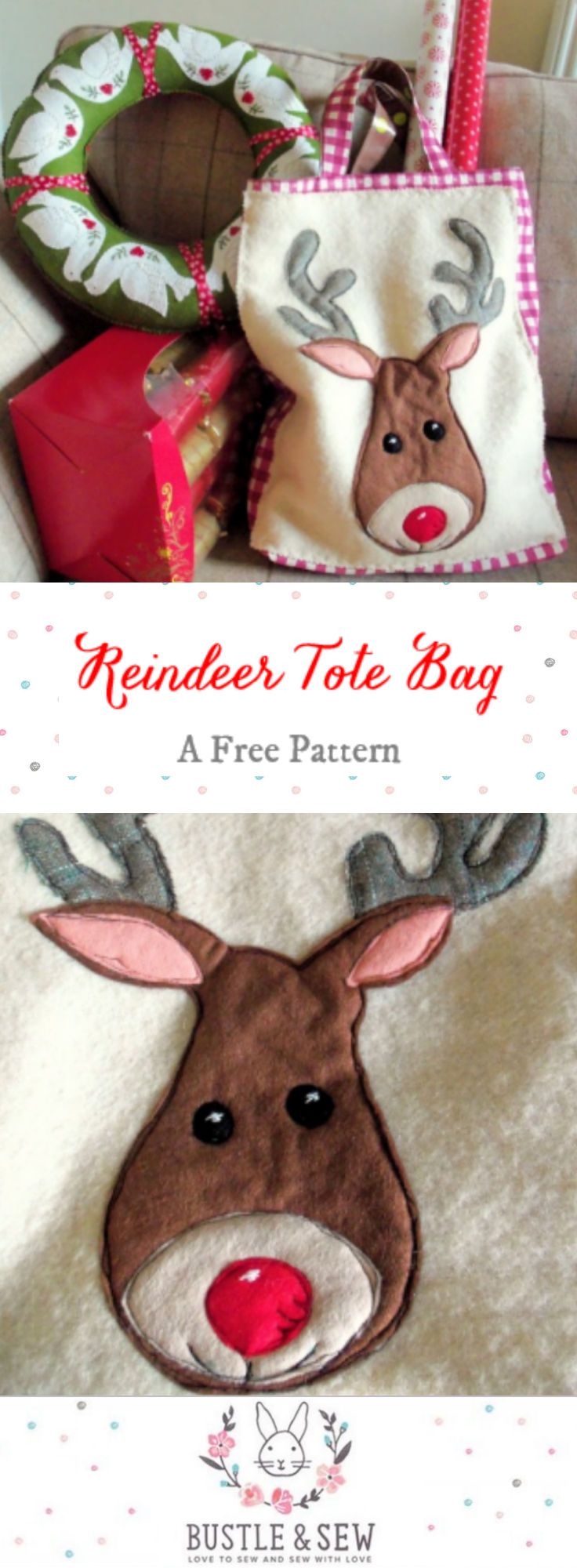 Reindeer Tote Pattern by Bustle & Sew